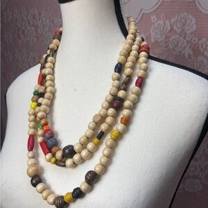 Handcrafted Boho Wood Bead Layered Necklace